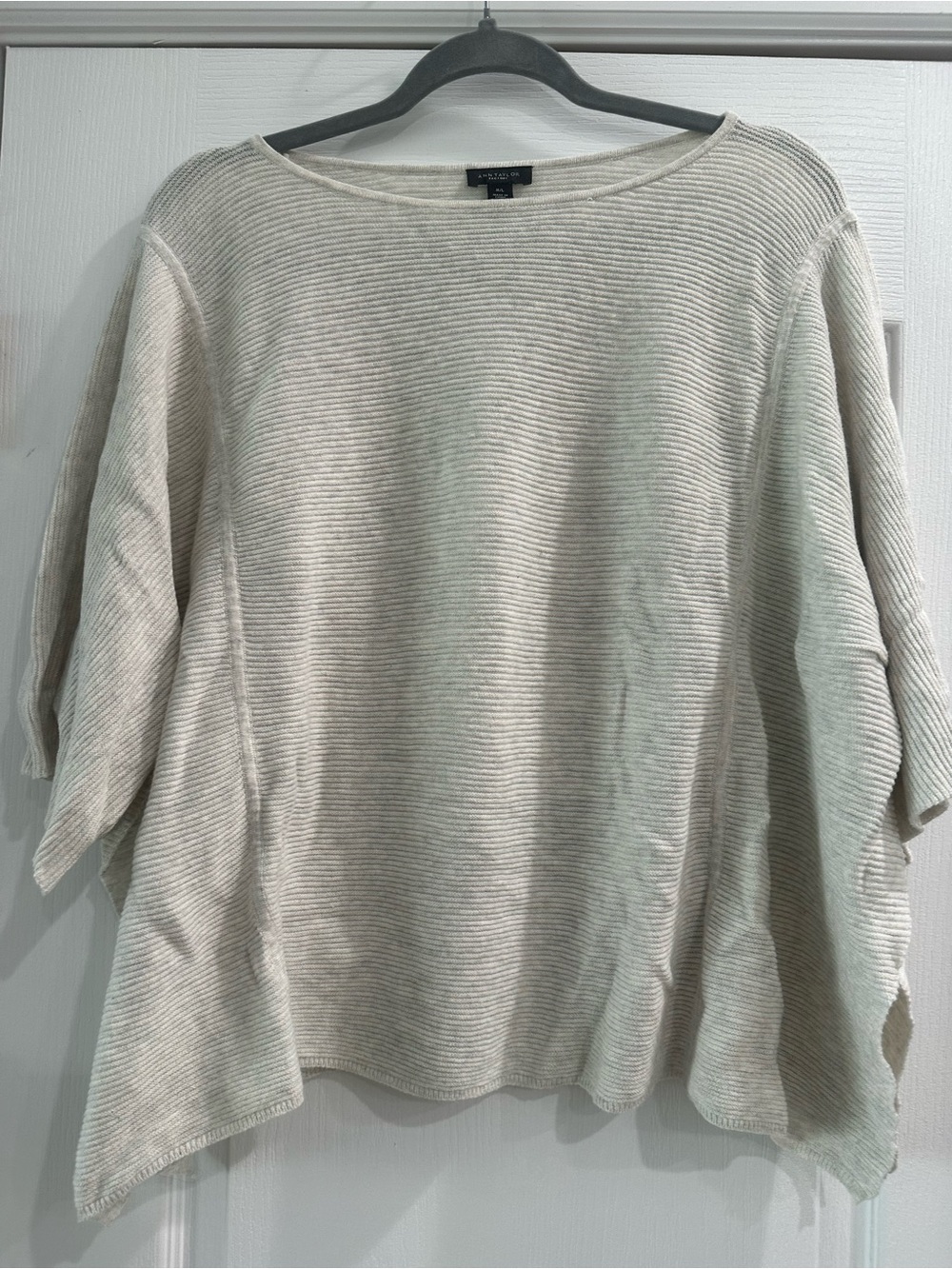 Ann Taylor Factory Cream Ribbed Boxy Sweater
